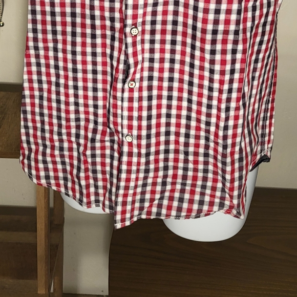 MBX Denim Wear Men's Short Sleeve Button Shirt Red/Blue Size M - Picture 4 of 16